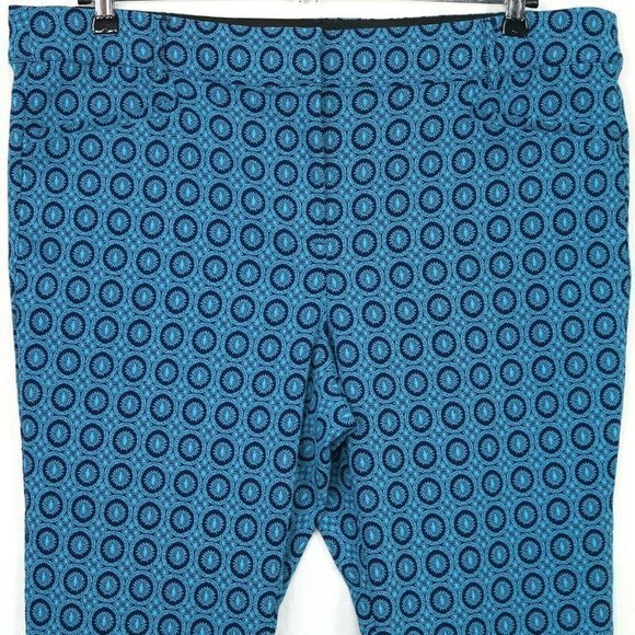 Lane Bryant Ashley Crop Pants Curvy Blue Teal‎ Jacquard Stretch 20 - Picture 5 of 12